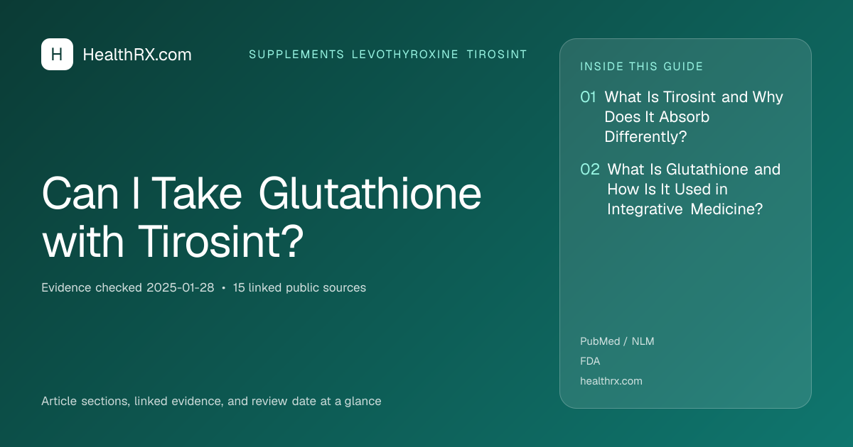 Evidence overview for supplements levothyroxine tirosint: Can I Take Glutathione with Tirosint?