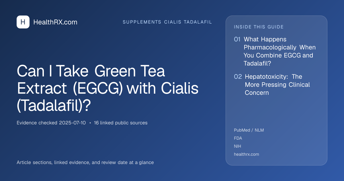 Evidence overview for supplements cialis tadalafil: Can I Take Green Tea Extract (EGCG) with Cialis (Tadalafil)?