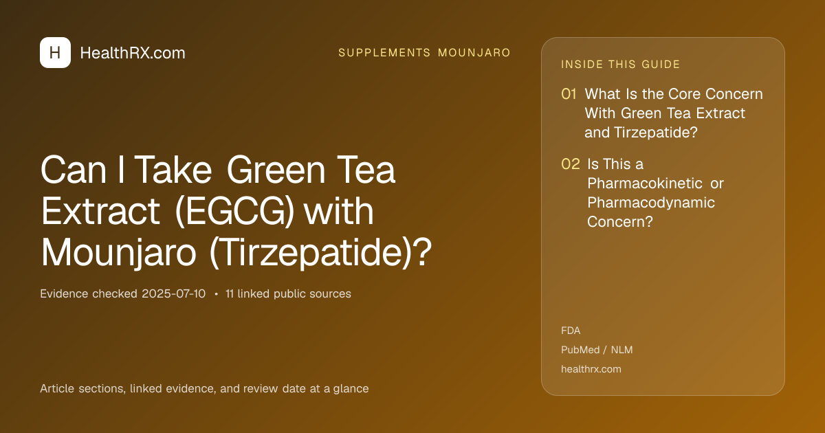 Evidence overview for Can I Take Green Tea Extract (EGCG) with Mounjaro (Tirzepatide)?