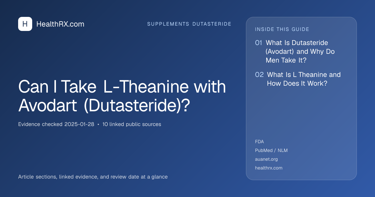 Evidence overview for supplements dutasteride: Can I Take L-Theanine with Avodart (Dutasteride)?