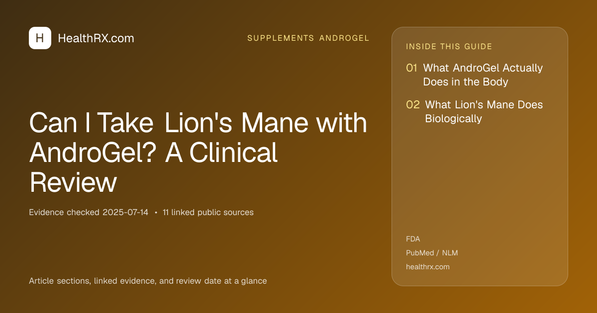 Evidence overview for Can I Take Lion's Mane with AndroGel? A Clinical Review