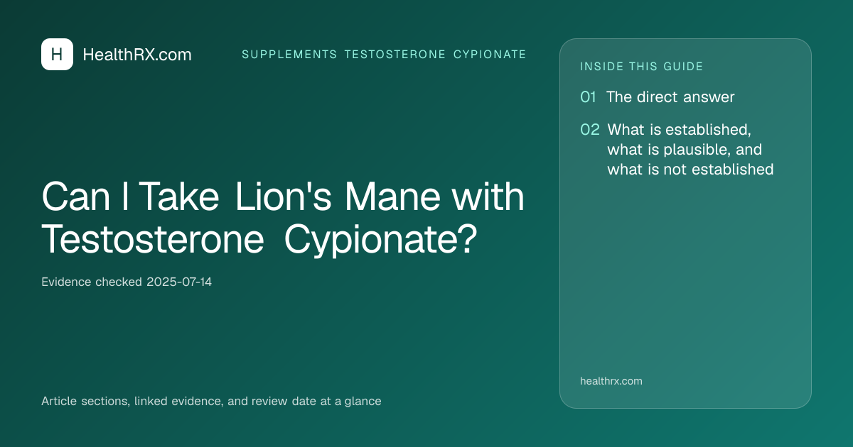 Evidence overview for Can I Take Lion's Mane with Testosterone Cypionate?
