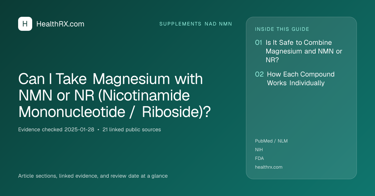 Evidence overview for supplements nad nmn: Can I Take Magnesium with NMN or NR (Nicotinamide Mononucleotide / Riboside)?