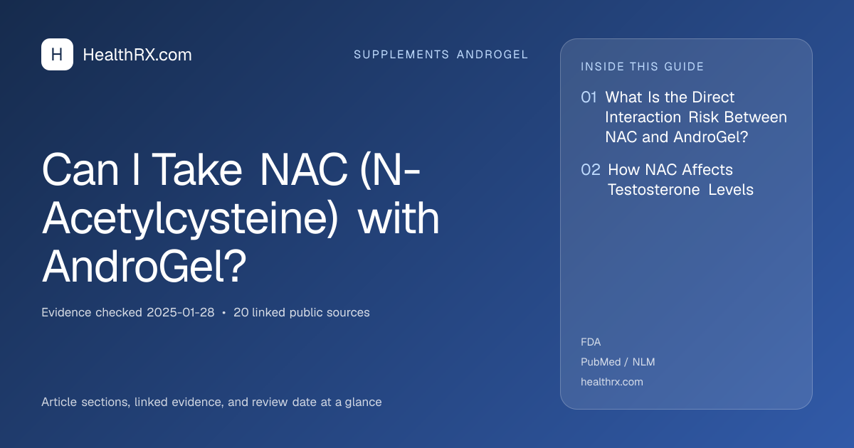 Evidence overview for Can I Take NAC (N-Acetylcysteine) with AndroGel?