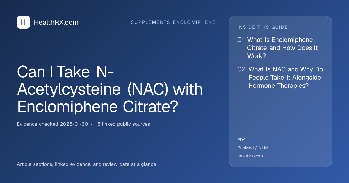 Evidence overview for Can I Take N-Acetylcysteine (NAC) with Enclomiphene Citrate?