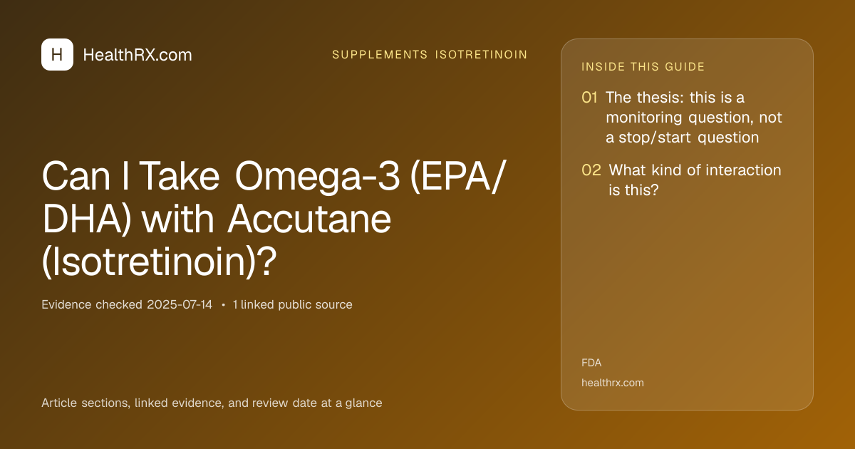 Evidence overview for Can I Take Omega-3 (EPA/DHA) with Accutane (Isotretinoin)?