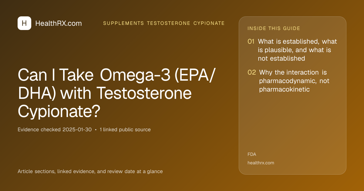 Evidence overview for Can I Take Omega-3 (EPA/DHA) with Testosterone Cypionate?