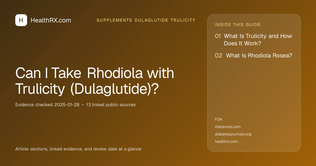 Evidence overview for Can I Take Rhodiola with Trulicity (Dulaglutide)?
