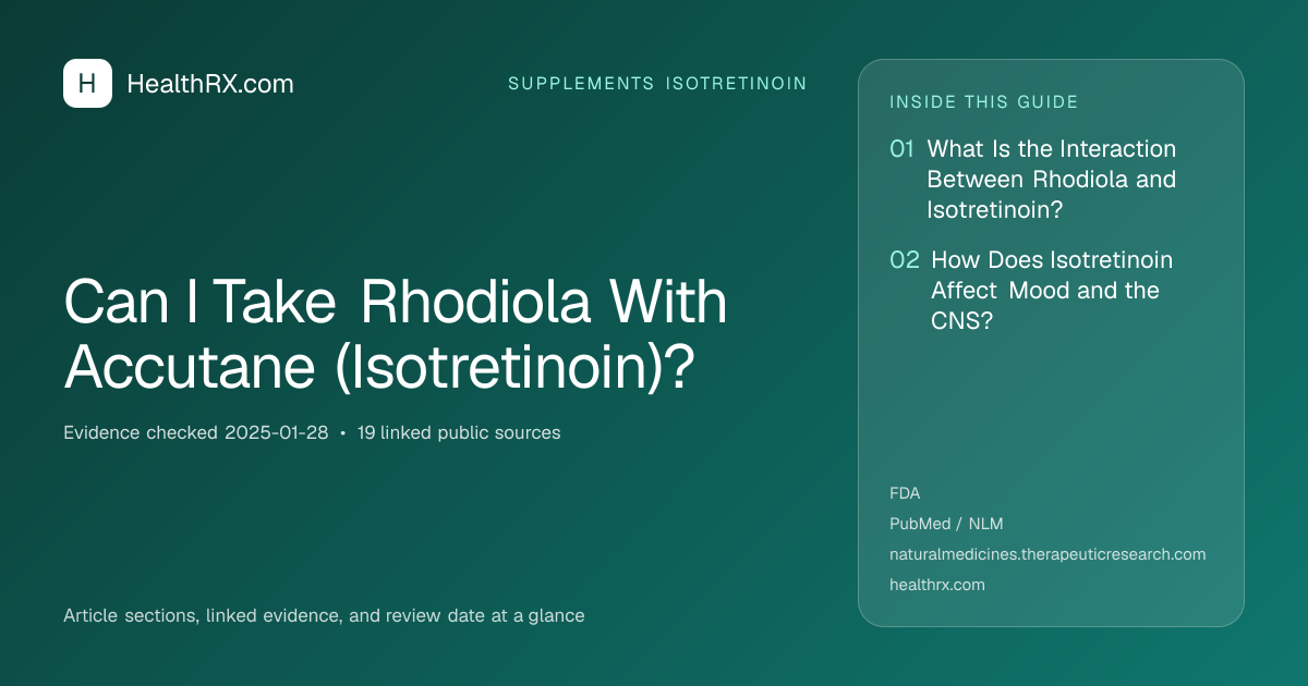 Evidence overview for supplements isotretinoin: Can I Take Rhodiola With Accutane (Isotretinoin)?