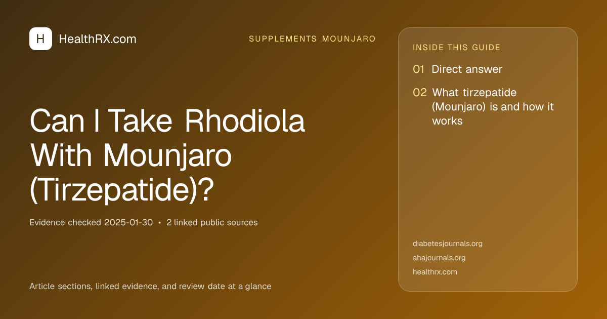 Evidence overview for Can I Take Rhodiola With Mounjaro (Tirzepatide)?