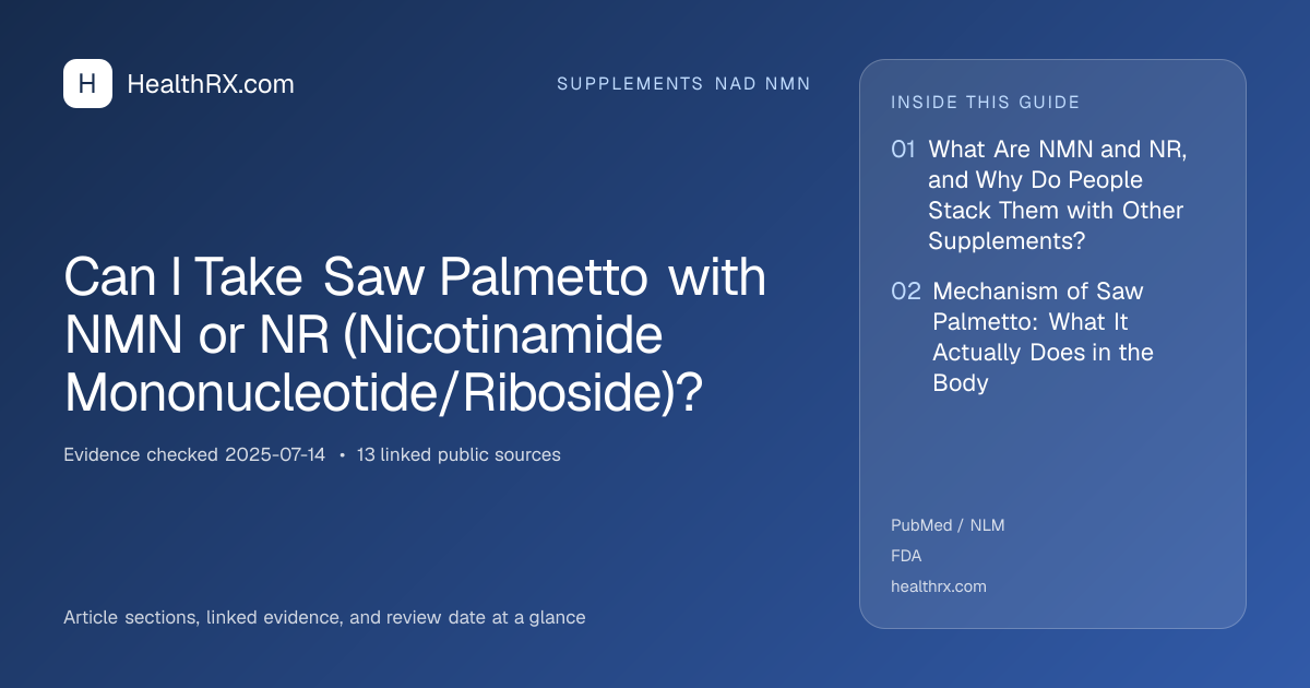 Evidence overview for supplements nad nmn: Can I Take Saw Palmetto with NMN or NR (Nicotinamide Mononucleotide/Riboside)?