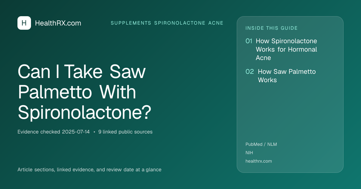 Evidence overview for supplements spironolactone acne: Can I Take Saw Palmetto With Spironolactone?