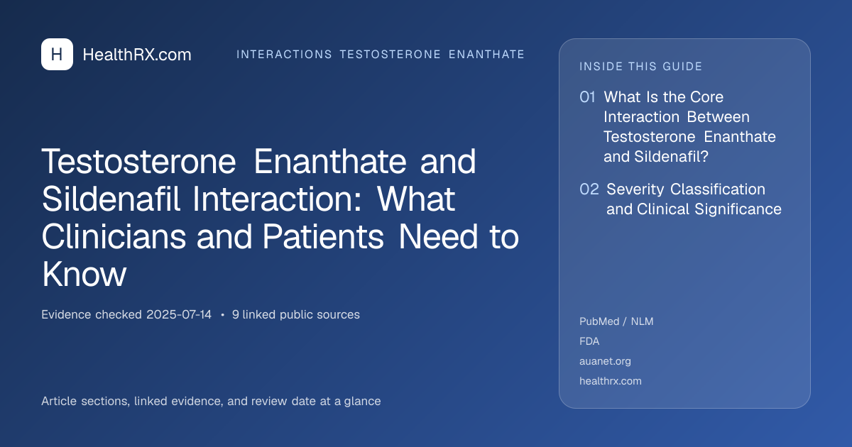 Evidence overview for Testosterone Enanthate and Sildenafil Interaction: What Clinicians and Patients Need to Know