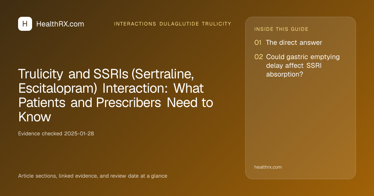 Evidence overview for Trulicity and SSRIs (Sertraline, Escitalopram) Interaction: What Patients and Prescribers Need to Know