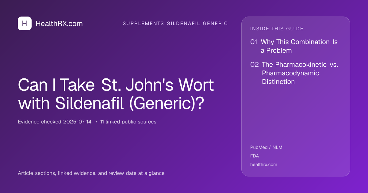 Evidence overview for supplements sildenafil generic: Can I Take St. John's Wort with Sildenafil (Generic)?
