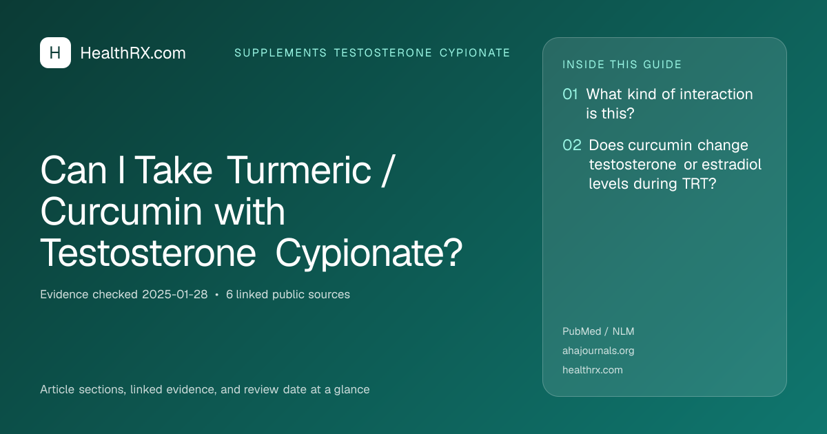 Evidence overview for Can I Take Turmeric / Curcumin with Testosterone Cypionate?