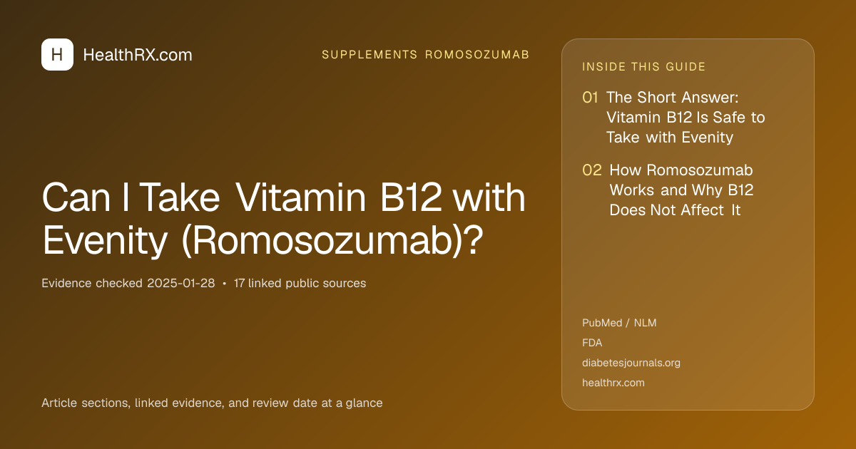 Evidence overview for supplements romosozumab: Can I Take Vitamin B12 with Evenity (Romosozumab)?