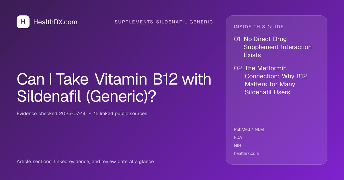 Evidence overview for supplements sildenafil generic: Can I Take Vitamin B12 with Sildenafil (Generic)?