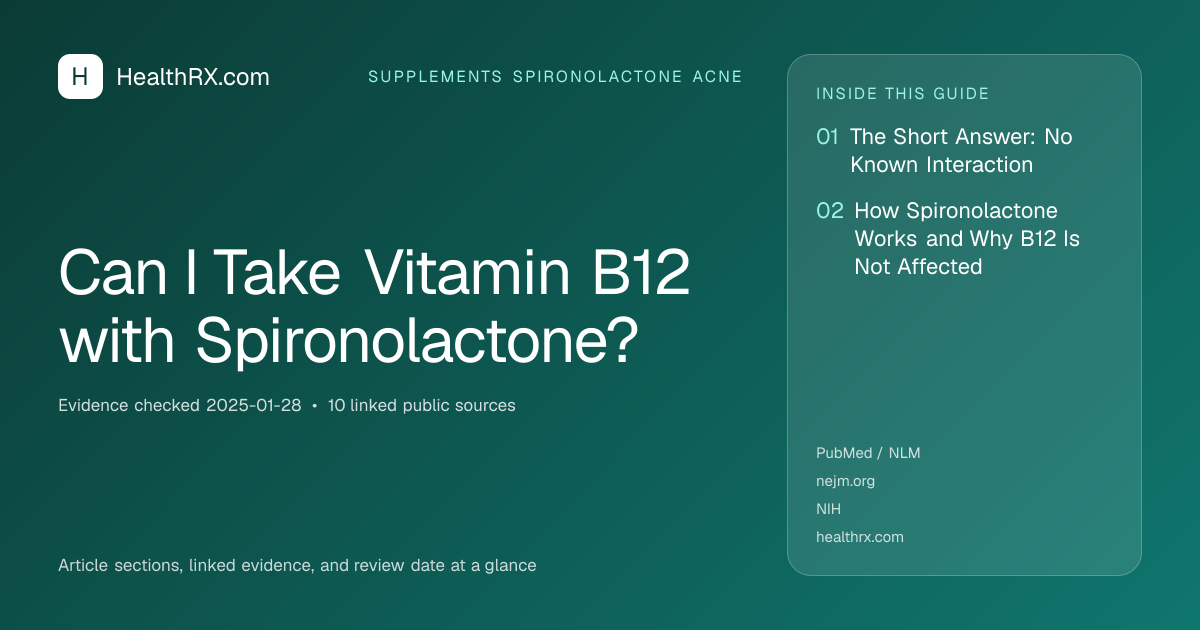 Evidence overview for supplements spironolactone acne: Can I Take Vitamin B12 with Spironolactone?
