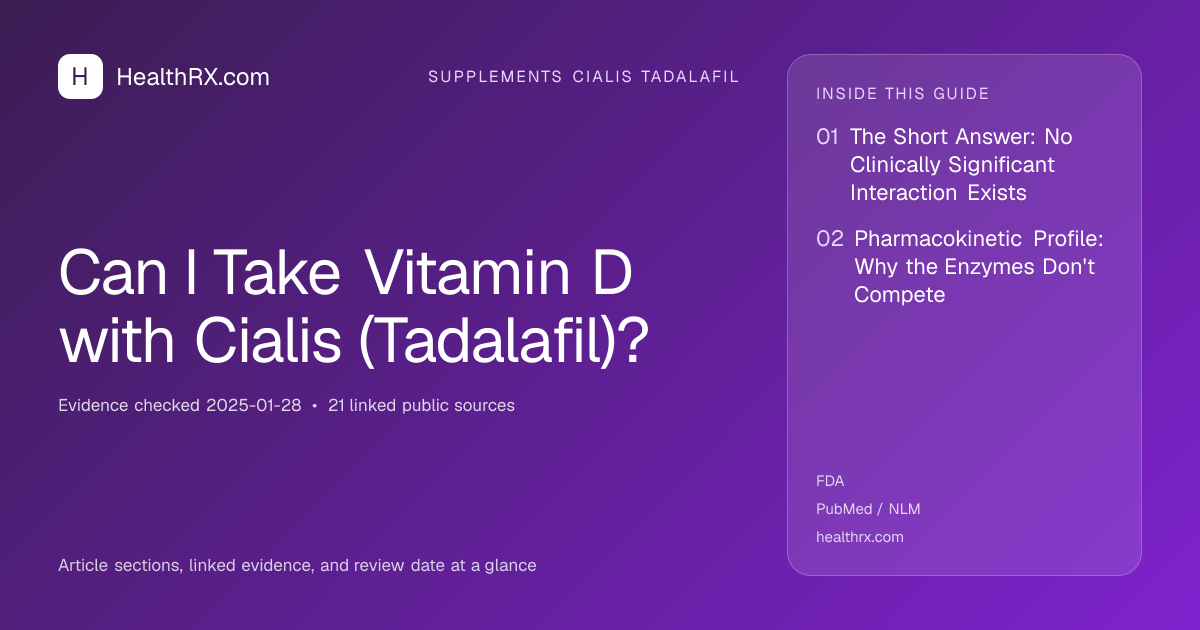 Evidence overview for supplements cialis tadalafil: Can I Take Vitamin D with Cialis (Tadalafil)?