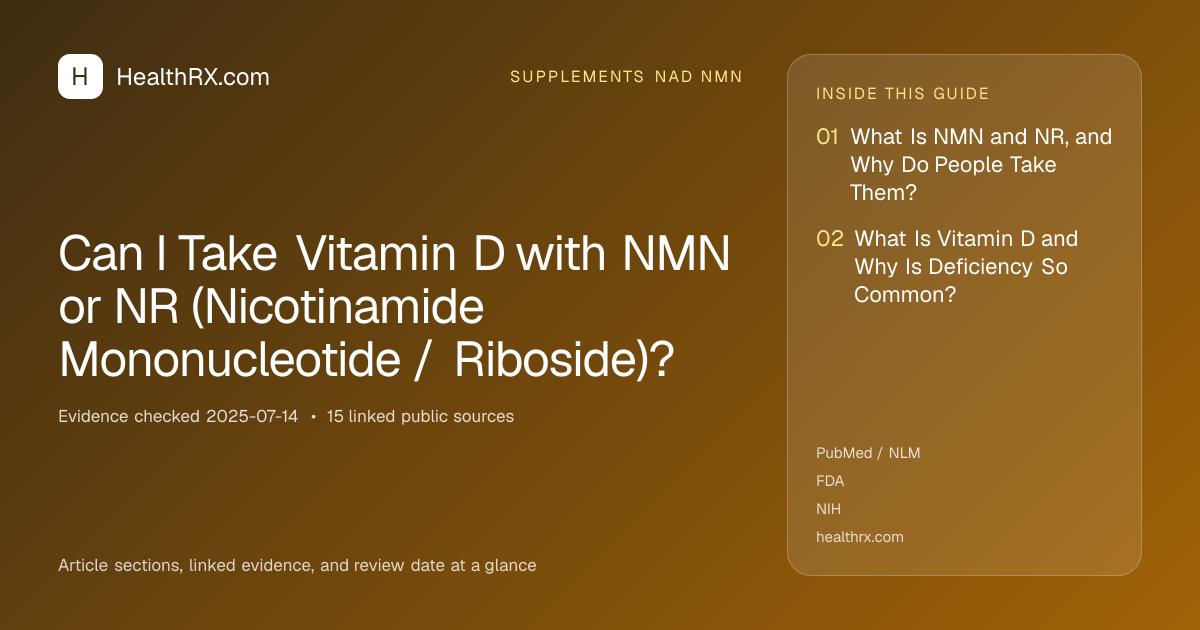 Evidence overview for supplements nad nmn: Can I Take Vitamin D with NMN or NR (Nicotinamide Mononucleotide / Riboside)?