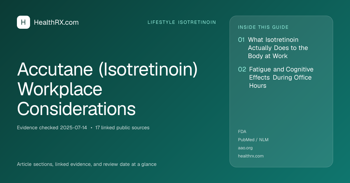 Evidence overview for lifestyle isotretinoin: Accutane (Isotretinoin) Workplace Considerations