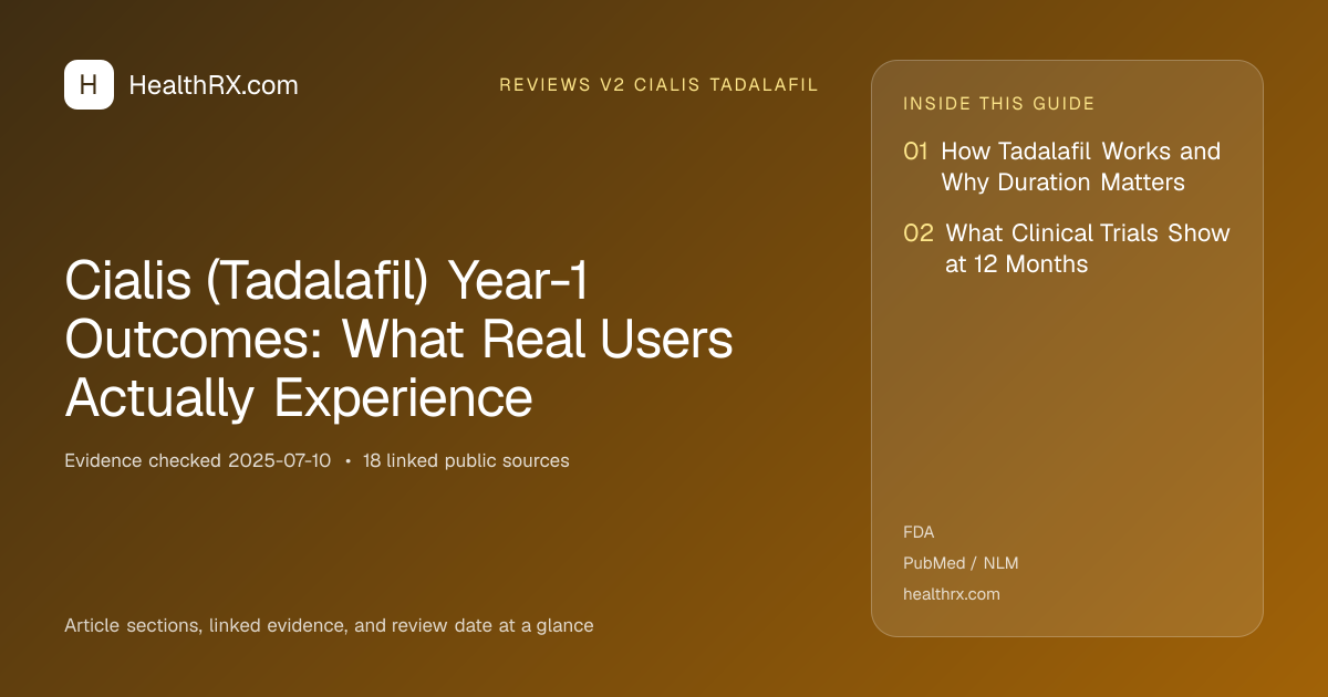 Evidence overview for reviews v2 cialis tadalafil: Cialis (Tadalafil) Year-1 Outcomes: What Real Users Actually Experience