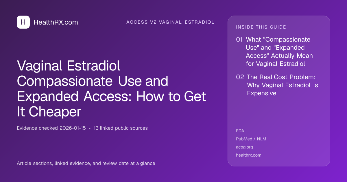 Evidence overview for Vaginal Estradiol Compassionate Use and Expanded Access: How to Get It Cheaper