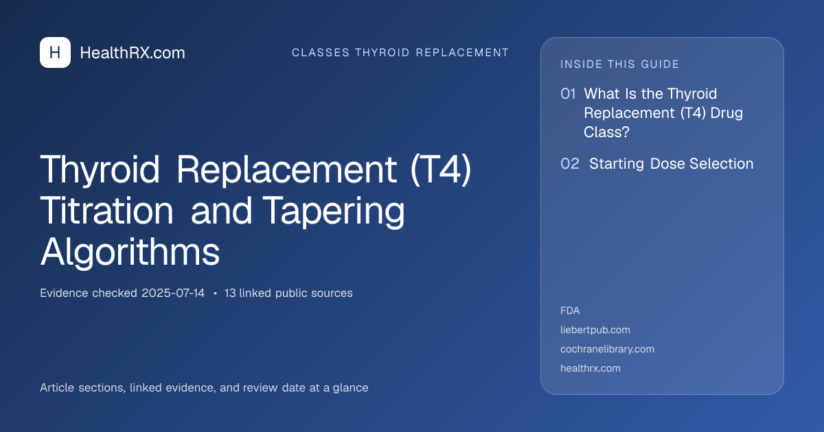 Evidence overview for classes thyroid replacement: Thyroid Replacement (T4) Titration and Tapering Algorithms