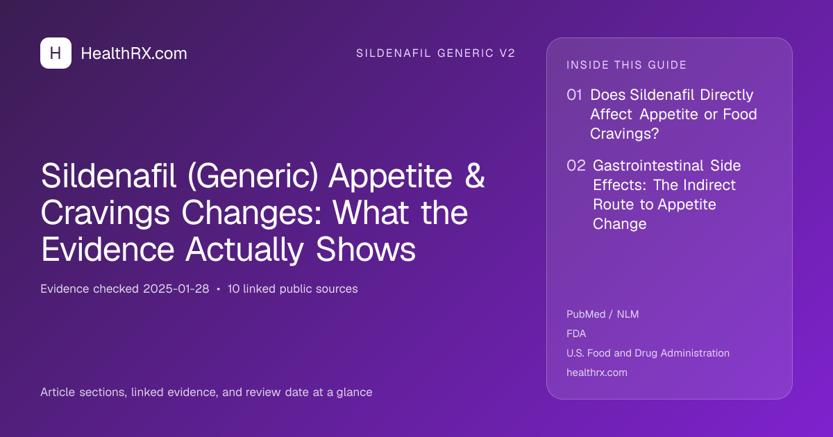 Evidence overview for sildenafil generic v2: Sildenafil (Generic) Appetite & Cravings Changes: What the Evidence Actually Shows