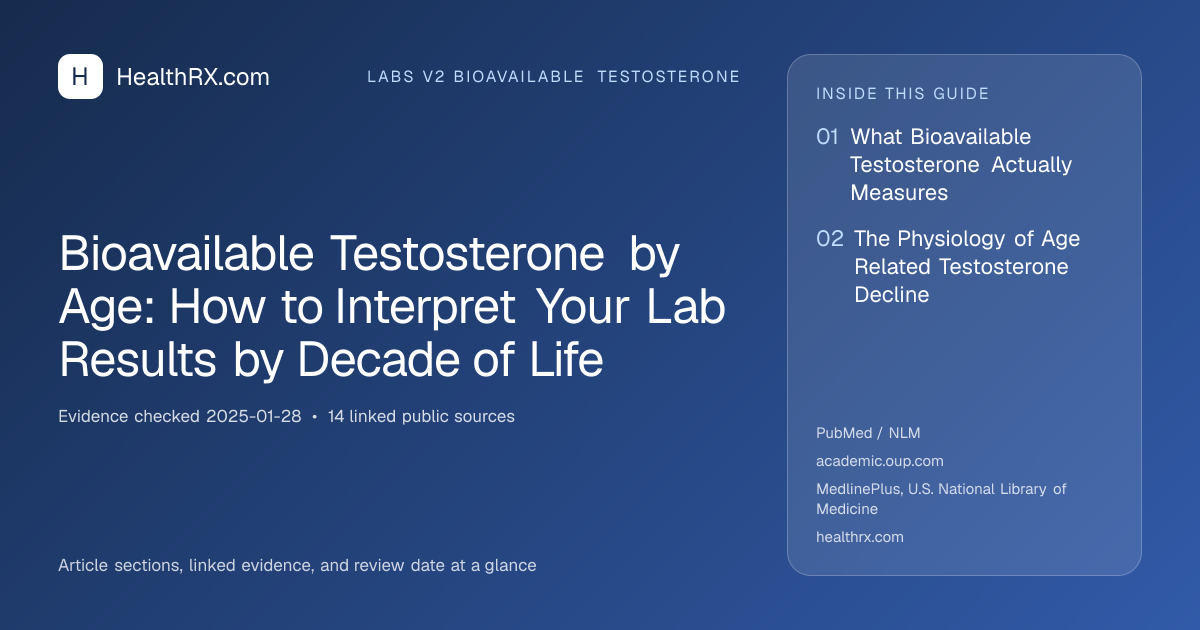 Evidence overview for Bioavailable Testosterone by Age: How to Interpret Your Lab Results by Decade of Life