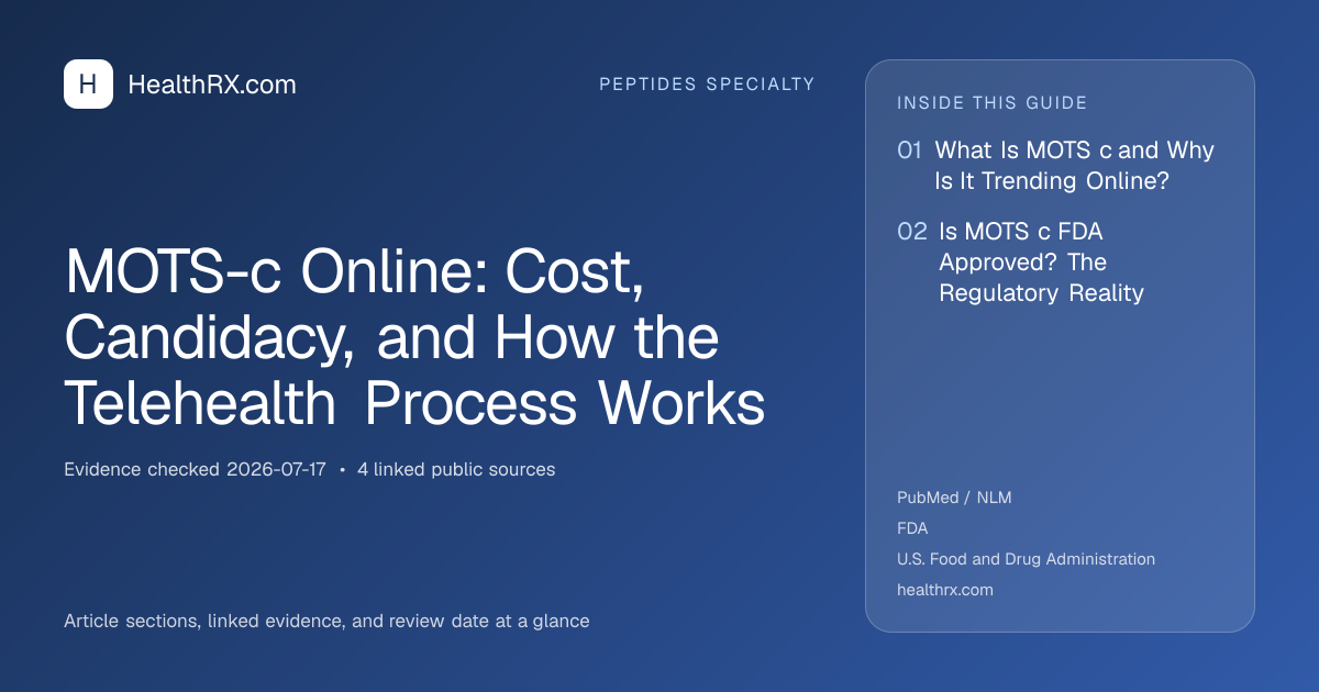 Evidence overview for MOTS-c Online: Cost, Candidacy, and How the Telehealth Process Works