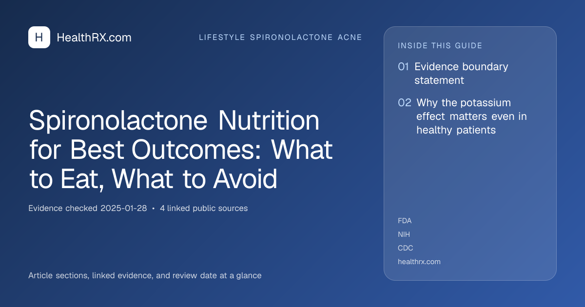 Evidence overview for lifestyle spironolactone acne: Spironolactone Nutrition for Best Outcomes: What to Eat, What to Avoid
