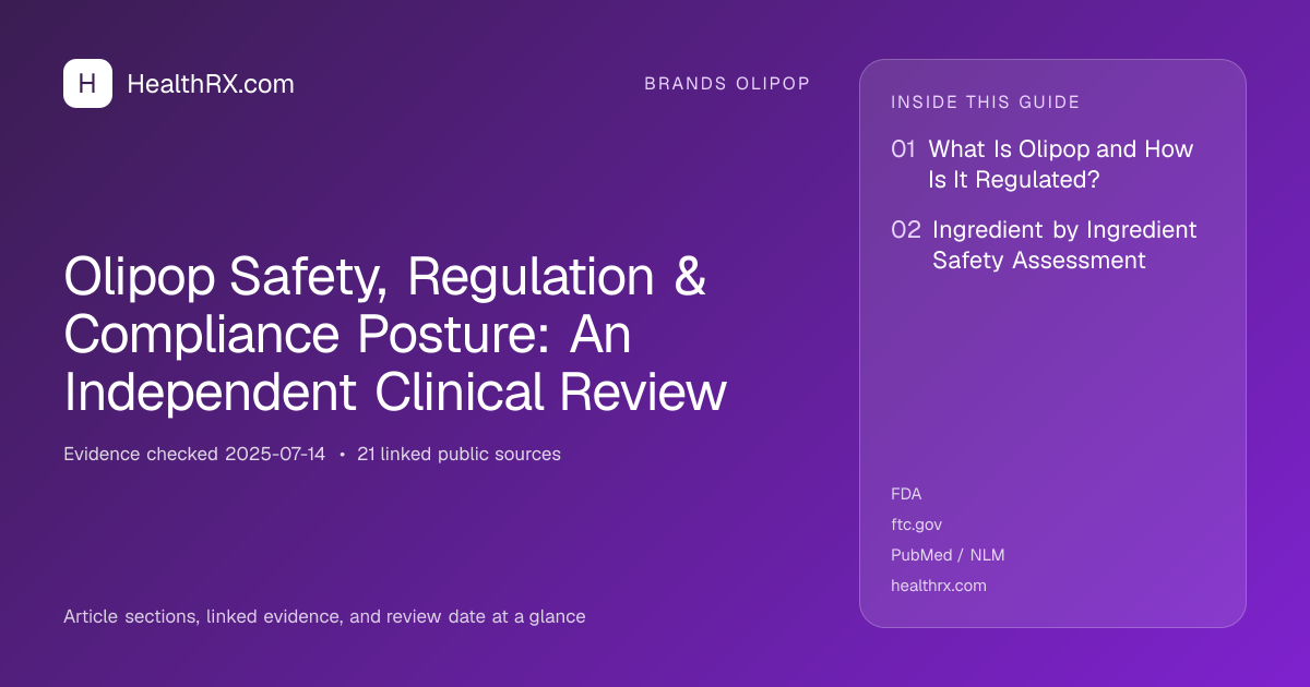 Evidence overview for Olipop Safety, Regulation & Compliance Posture: An Independent Clinical Review