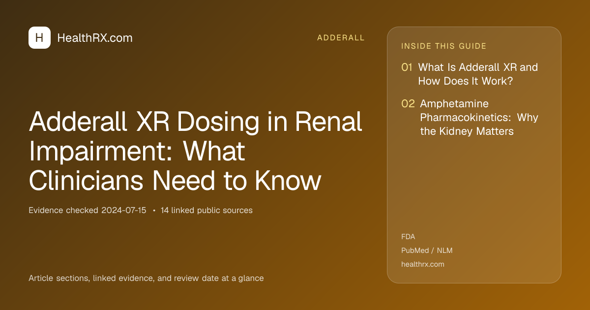 Evidence overview for Adderall XR Dosing in Renal Impairment: What Clinicians Need to Know