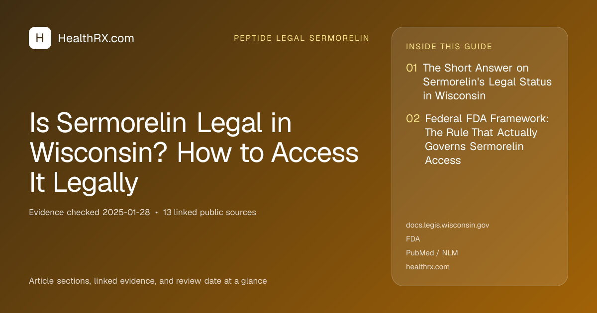 Evidence overview for Is Sermorelin Legal in Wisconsin? How to Access It Legally