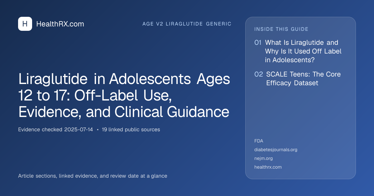 Evidence overview for Liraglutide in Adolescents Ages 12 to 17: Off-Label Use, Evidence, and Clinical Guidance