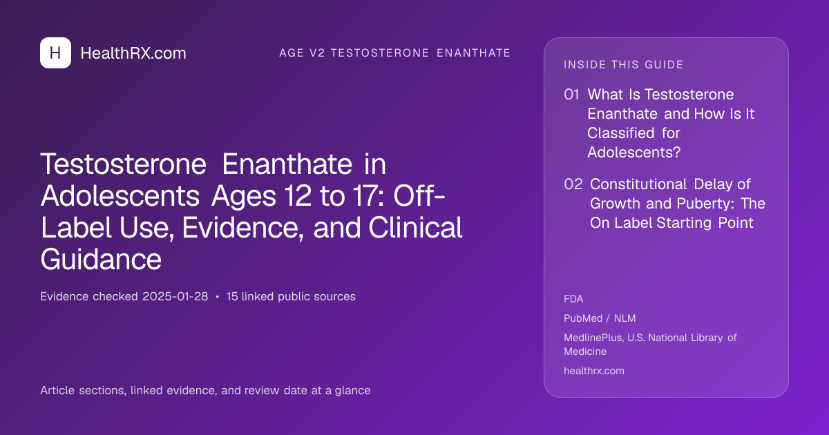 Evidence overview for Testosterone Enanthate in Adolescents Ages 12 to 17: Off-Label Use, Evidence, and Clinical Guidance