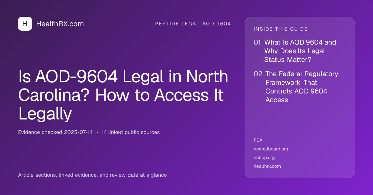 Evidence overview for Is AOD-9604 Legal in North Carolina? How to Access It Legally