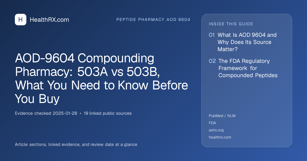 Evidence overview for AOD-9604 Compounding Pharmacy: 503A vs 503B, What You Need to Know Before You Buy