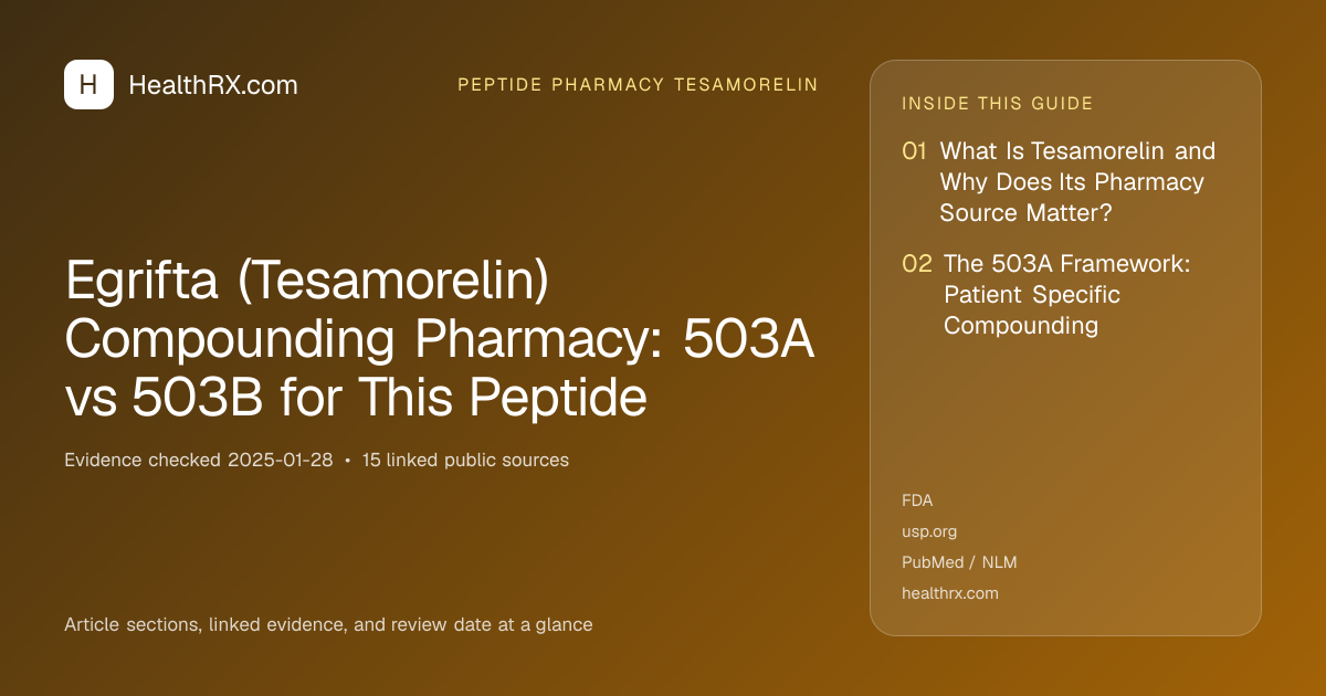 Evidence overview for Egrifta (Tesamorelin) Compounding Pharmacy: 503A vs 503B for This Peptide
