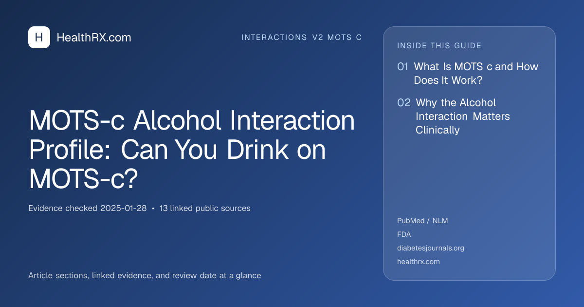 Evidence overview for MOTS-c Alcohol Interaction Profile: Can You Drink on MOTS-c?