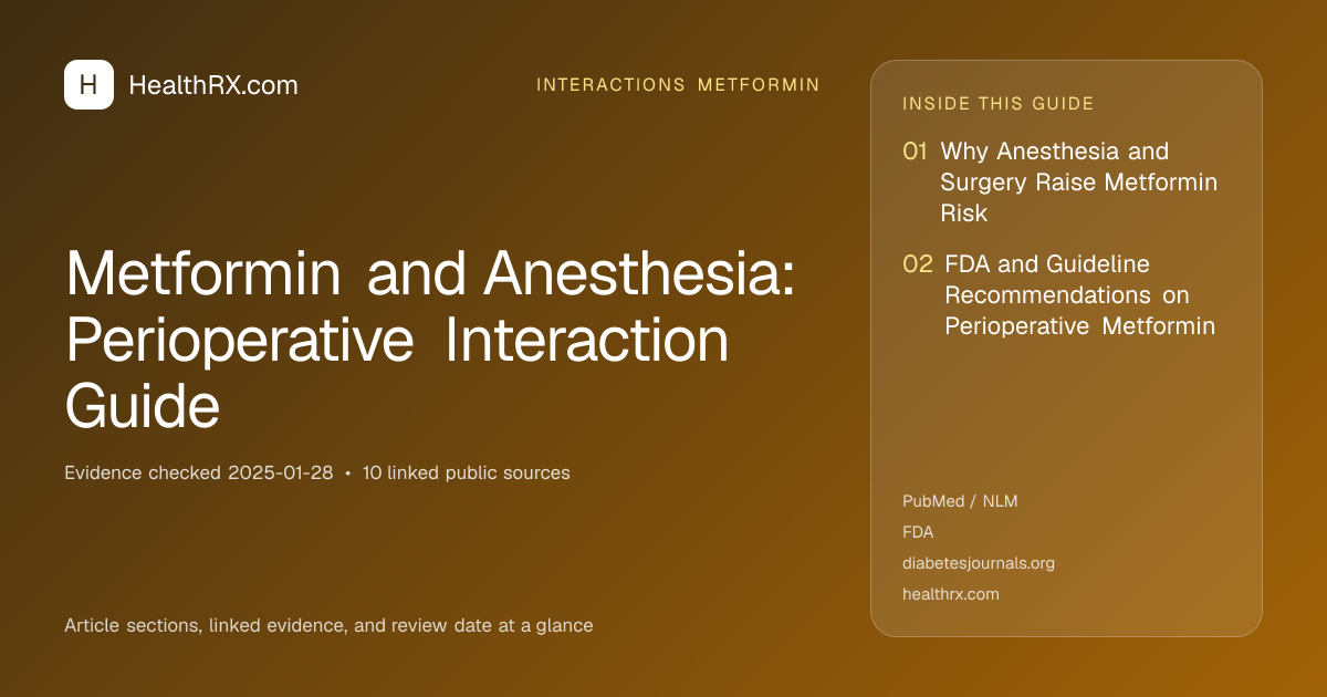 Evidence overview for interactions metformin: Metformin and Anesthesia: Perioperative Interaction Guide