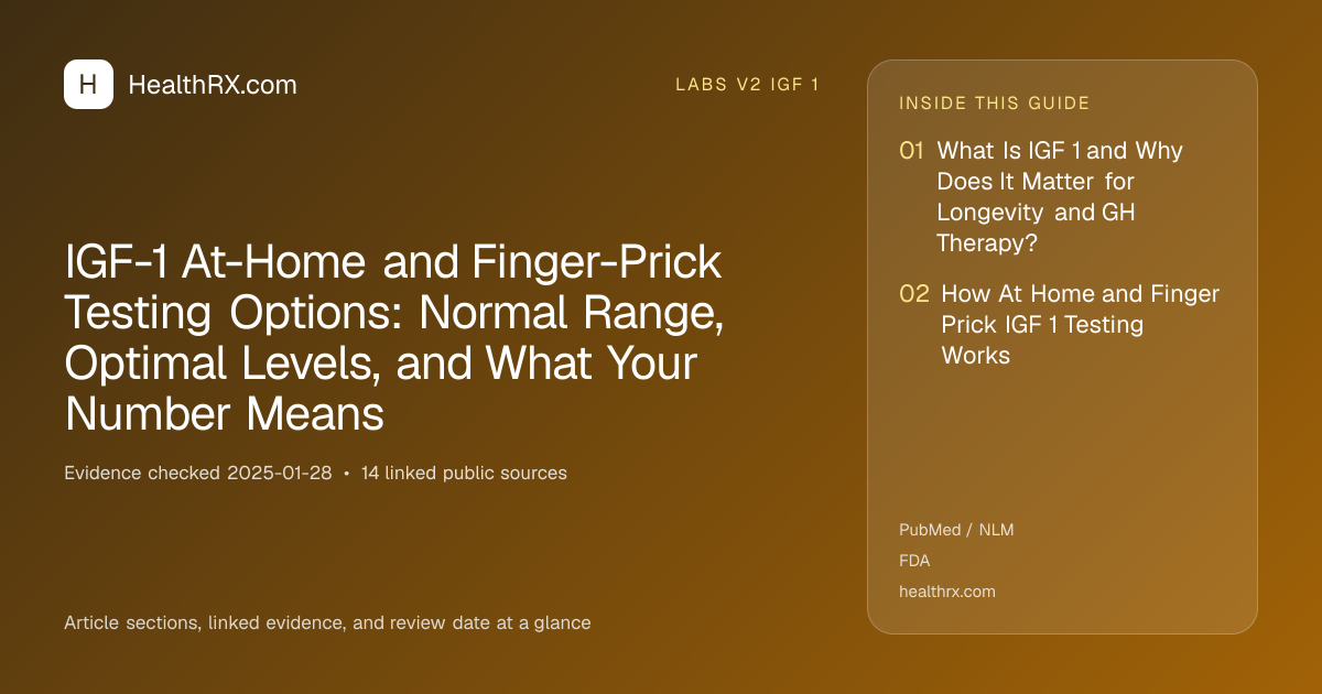 Evidence overview for IGF-1 At-Home and Finger-Prick Testing Options: Normal Range, Optimal Levels, and What Your Number Means