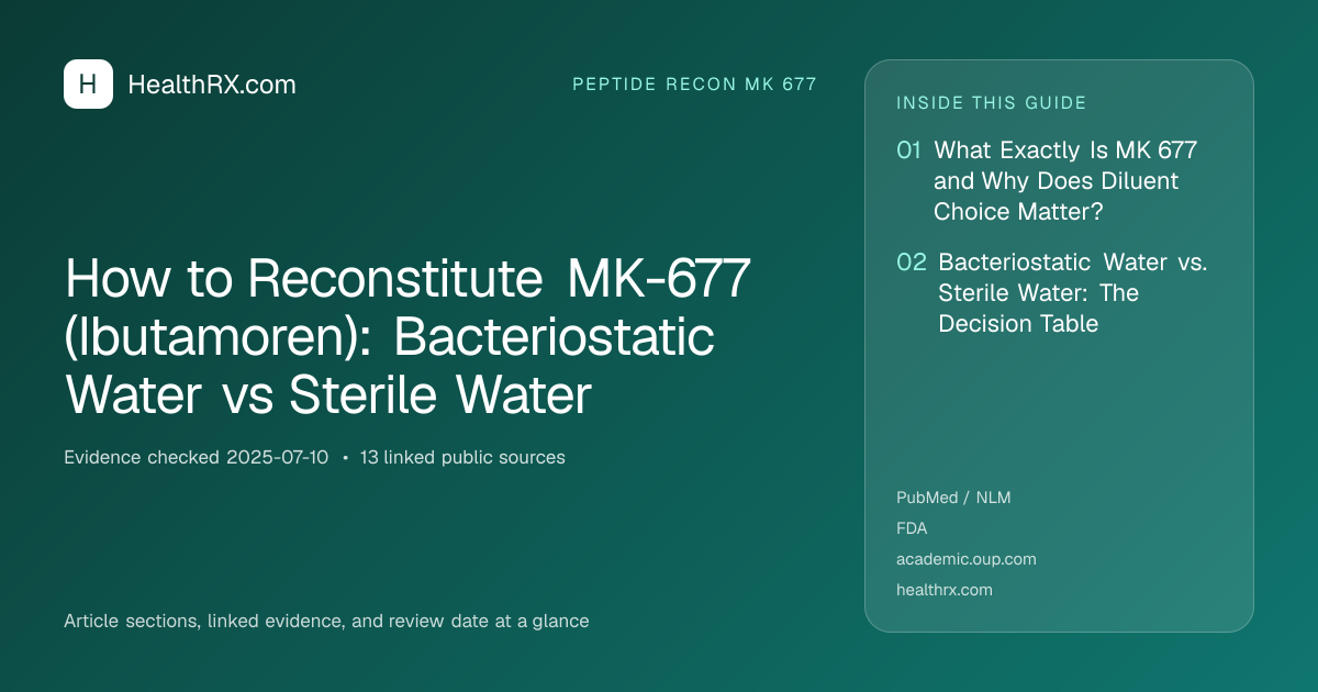 Evidence overview for How to Reconstitute MK-677 (Ibutamoren): Bacteriostatic Water vs Sterile Water