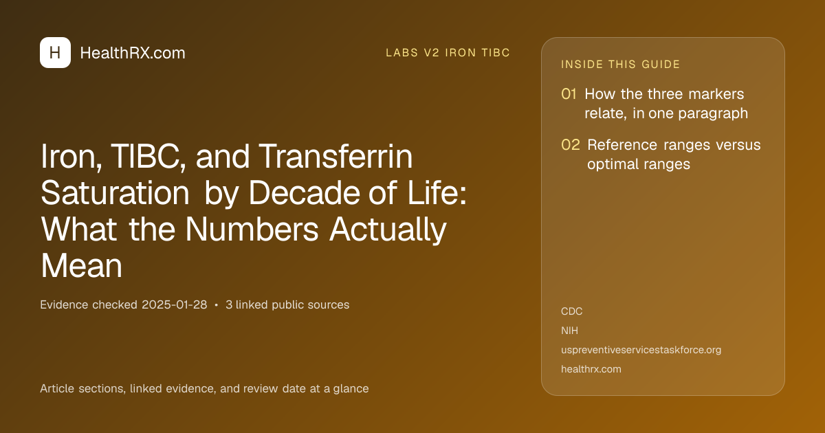 Evidence overview for Iron, TIBC, and Transferrin Saturation by Decade of Life: What the Numbers Actually Mean