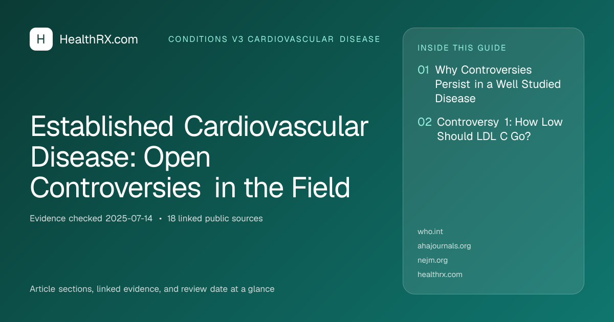 Evidence overview for Established Cardiovascular Disease: Open Controversies in the Field