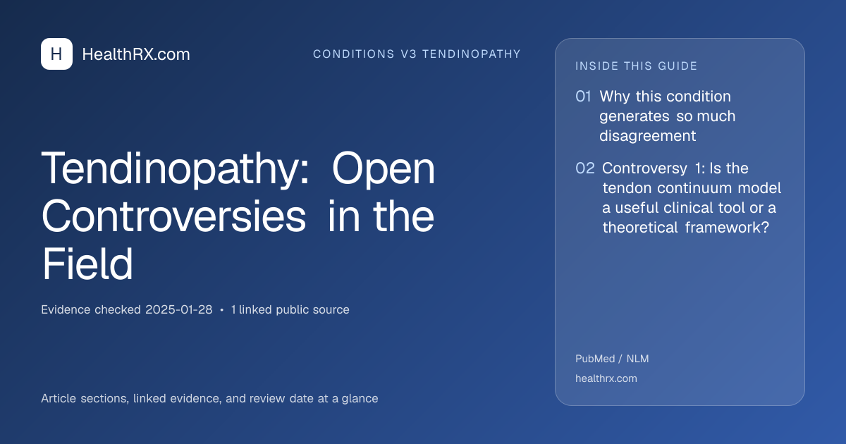 Evidence overview for Tendinopathy: Open Controversies in the Field
