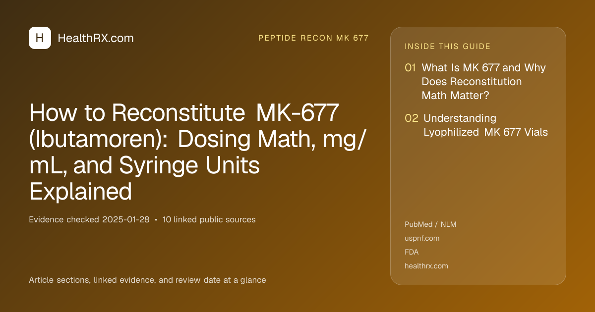 Evidence overview for How to Reconstitute MK-677 (Ibutamoren): Dosing Math, mg/mL, and Syringe Units Explained