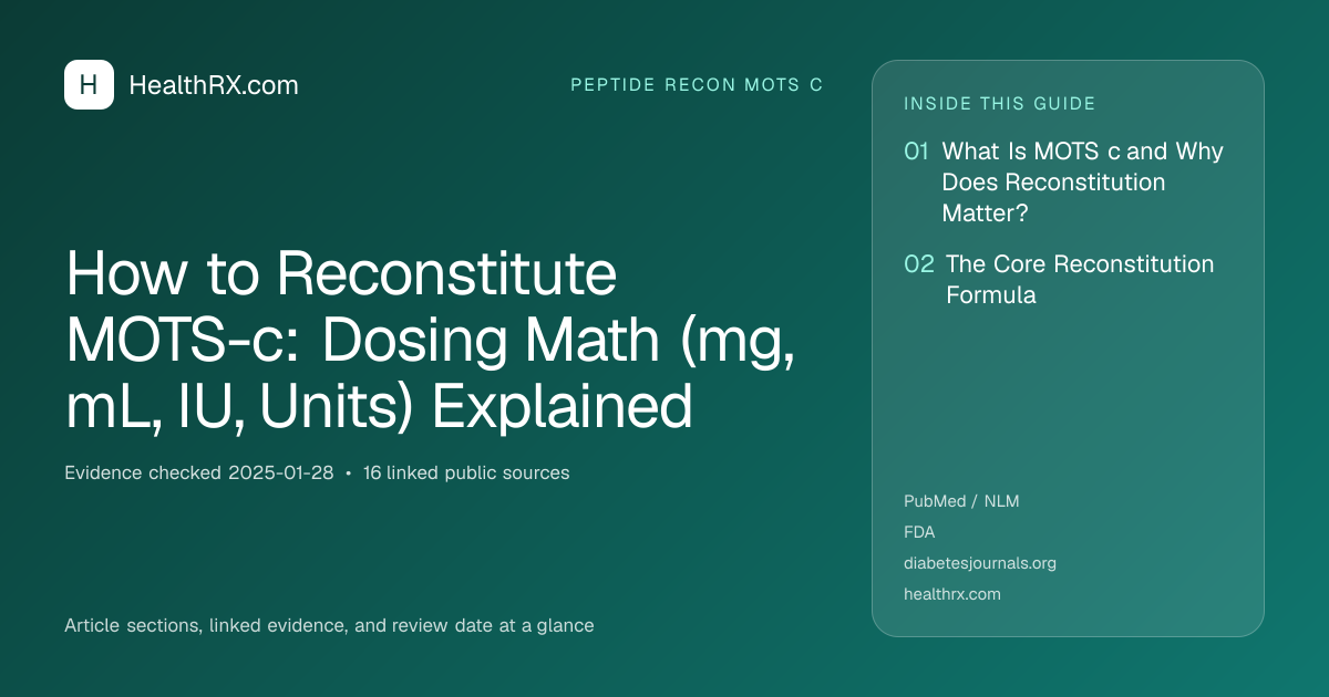 Evidence overview for How to Reconstitute MOTS-c: Dosing Math (mg, mL, IU, Units) Explained